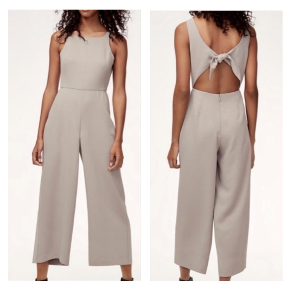 NWOT Aritzia Wilfred Ecoulement Jumpsuit in Taupe Beige size 2